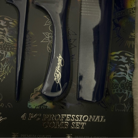 Ed Hardy 4 pc professional navy blue 1971 comb grooming set styling tail dresser - Picture 13 of 15